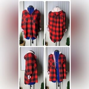red flannel with soft hoodie